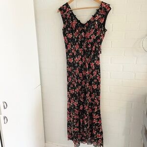 Insane Y2K Maxi dress Dark floral Roses Romantic Asymmetrical Fairy Whimsigoth S